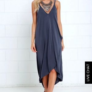 Lulus washed blue high low dress